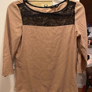 Express silk blouse with black lace